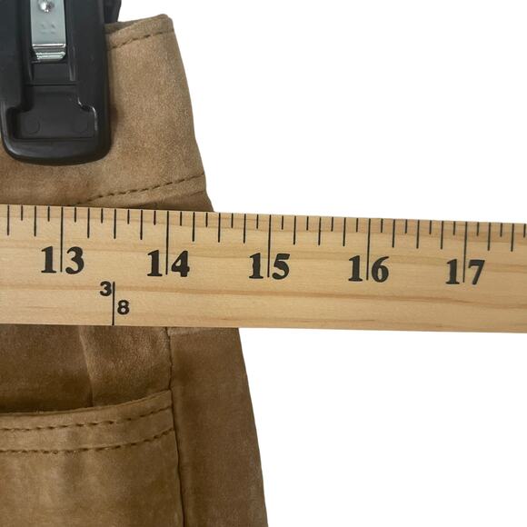 Jou Jou‎ Skins Size 7/8 Waist 28 Vintage 90's Suede Leather Tan Pants - Picture 8 of 9